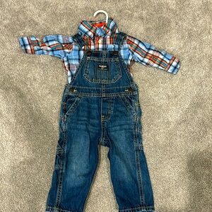 12 month boys Oshkosh overall set